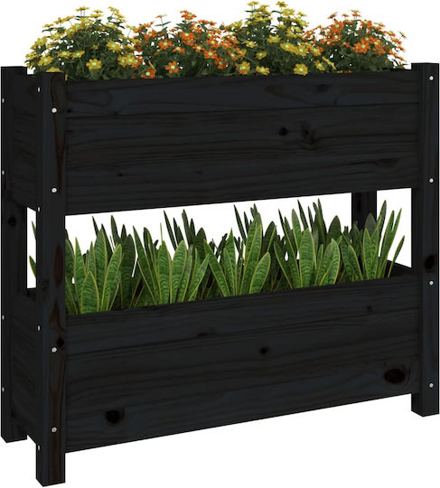 vidaXL Кутия за саксии Дърво Черен 77x25x66см.