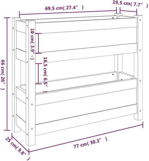 vidaXL Planter Box Wooden White 77x25x66cm.