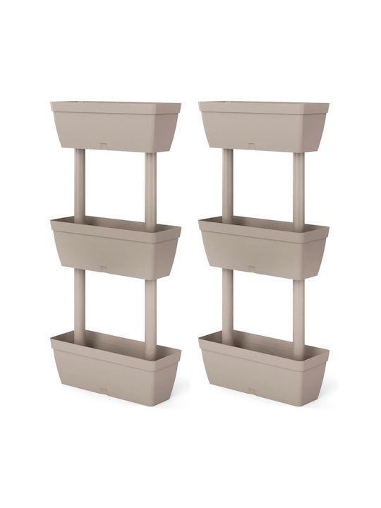 vidaXL Set of 6 Plastic Planters Taupe
