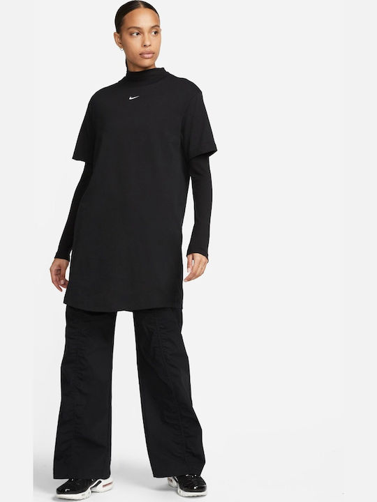 Sportswear Καλοκαιρινό Mini Αθλητικό Φόρεμα T-shirt Κοντομάνικο Μαύρο