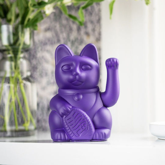 Donkey Decorative Cat made of Plastic Lucky Cat in Purple 10.5x8.5x15cm 1pcs