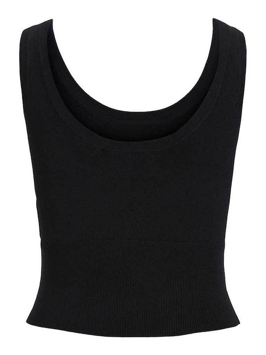 Jack & Jones Top de Damă de Vară Crop fără Mâneci Negru