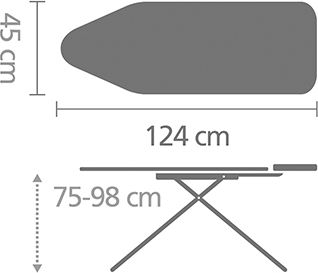Brabantia Ironing Board For Steam Iron Foldable Denim Black 124x45x98cm