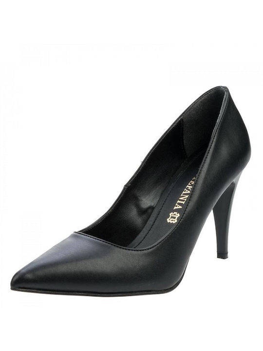 Stefania Leather Pointed Toe Heel Black