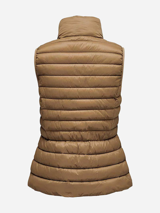 Only Women's Short Puffer Jacket for Winter Brown