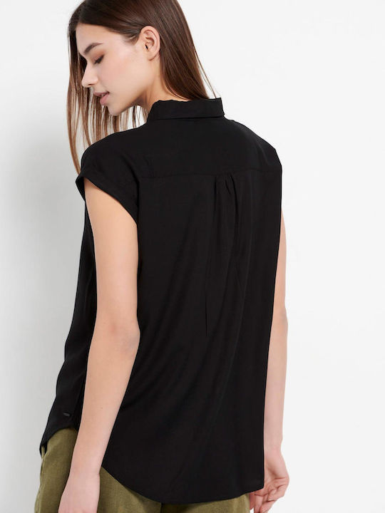 Funky Buddha Women's Monochrome Short Sleeve Shirt Black