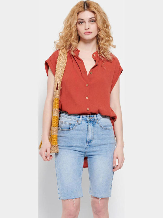 FBL007-10305 Women's Monochrome Long Sleeve Shirt Orange
