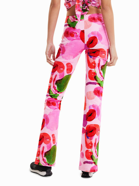 Desigual Femei Talie înaltă Tesatura Pantaloni Floral Roz