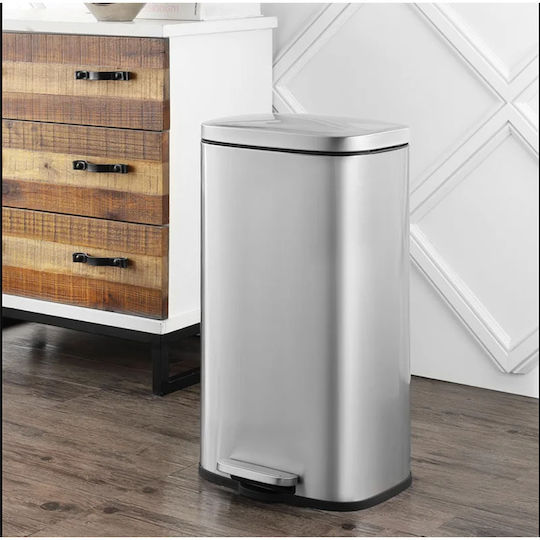 Vesta Waste Bin from Stainless Steel with Pedal Silver 50lt