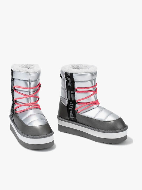 Damenstiefel Schnee mit Pelz Silber