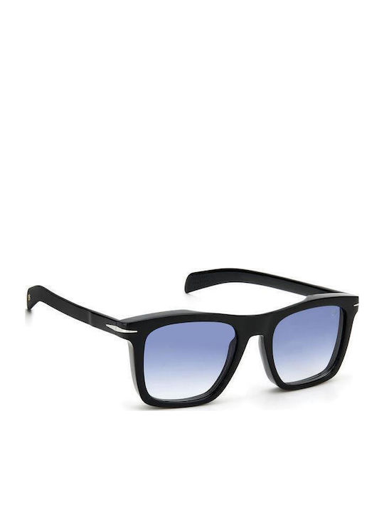David Beckham Men's Sunglasses with Black Plastic Frame and Light Blue Gradient Lens