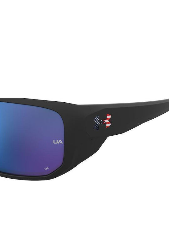 Under Armour UA Attack 2 Unisex Sunglasses with Black Plastic Frame and Blue Mirror Lens UA Attack 2 SDK/W1