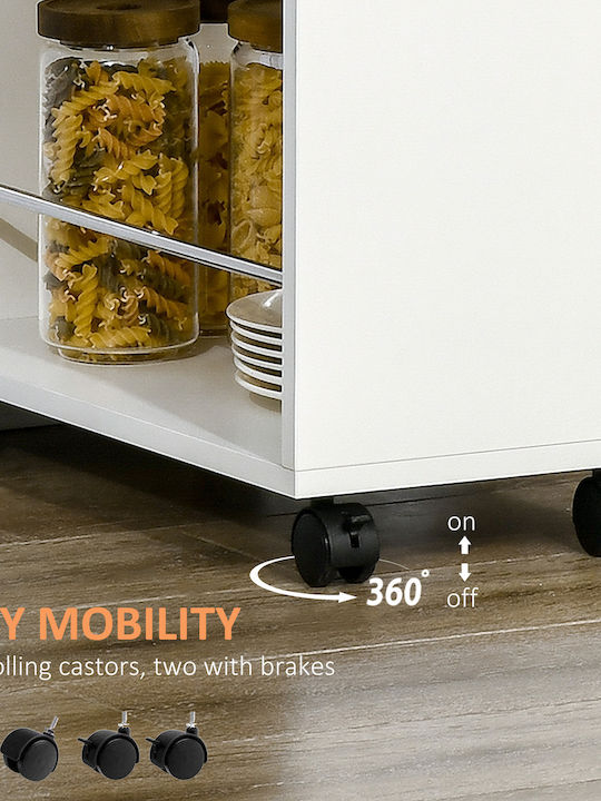HomCom HomCom Küchenwagen Inox 3 Ebenen Weiß 50x25x85cm