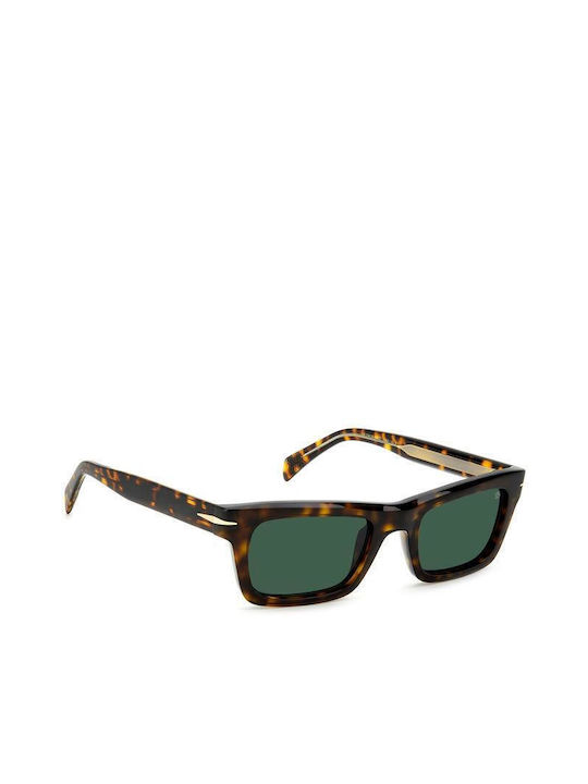 David Beckham Men's Sunglasses with Brown Tartaruga Plastic Frame and Green Lens DB 7091/s 086/QT