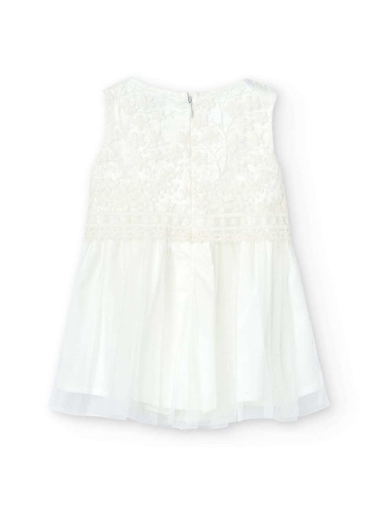 Boboli Kids Dress Tulle Sleeveless Ecru