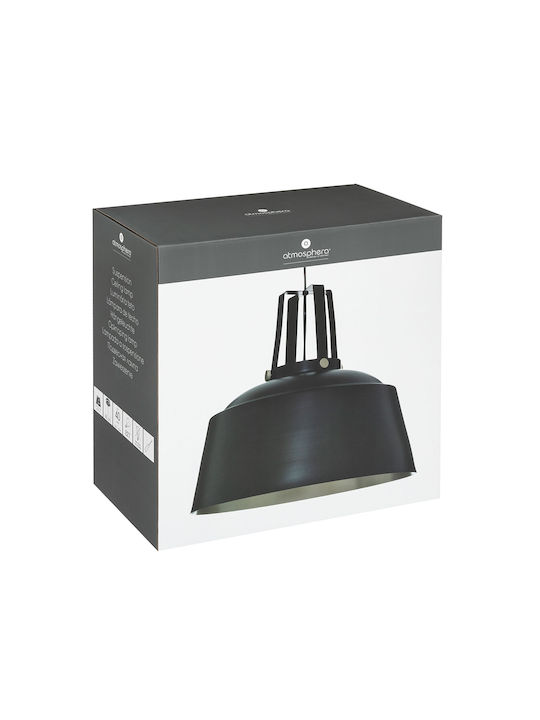 Atmosphera Soul Adjustable Ceiling Light Black Bell with E27 Socket 90cm