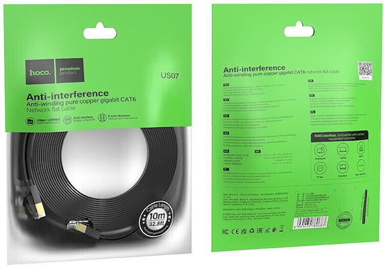 Hoco Равен U/UTP Кат.6 (Gigabit) Мрежов Кабел Ethernet 10м Черен