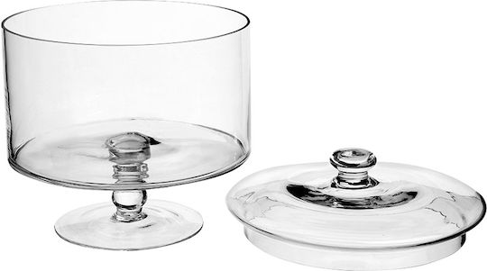 5Five Φοντανιέρα Γυάλινη με Καπάκι και Πόδι 18.5x18.5x20cm Διάφανη