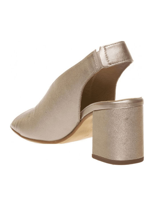 Leder Peeptoe Pumps mit Chunky mittelhohem Absatz Sand