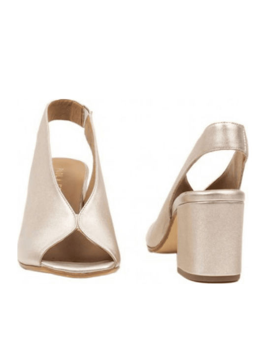 Leder Peeptoe Pumps mit Chunky mittelhohem Absatz Sand