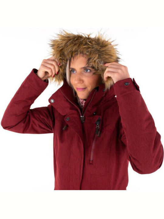 Peru Lungă Jachetă de femei tip parka Burgundy