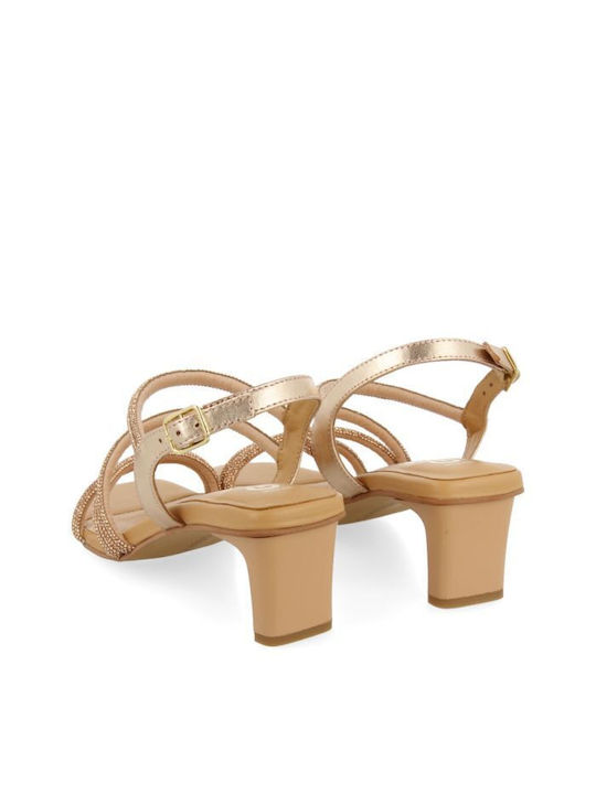 Gioseppo Leder Damen Sandalen in Gold Farbe