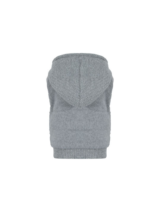 Lapin Kids Fur Sleeveless short Hooded Gray