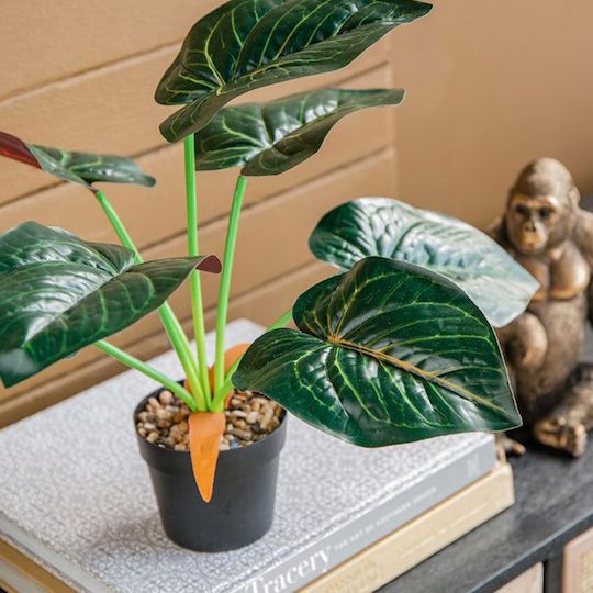 Изкуствено растение в саксийка Alocasia Green 35см 2бр Artekko
