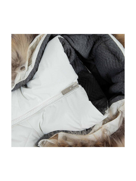 Wasserdicht Kinderjacke Lang mit Kapuze Weiß