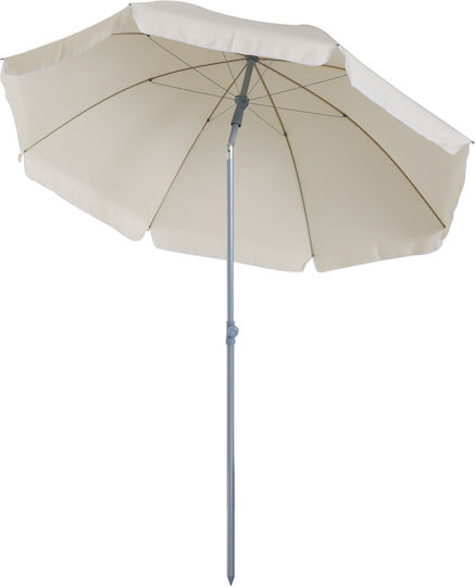 Outsunny Σπαστή Ομπρέλα Θαλάσσης Διαμέτρου 2.2m Κρεμ Λευκή