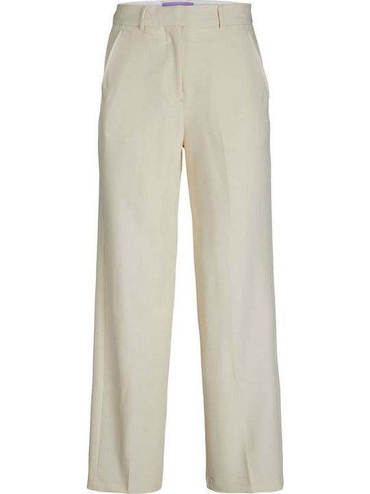 Women's High-waisted Fabric Trousers Regular Fit Seedpearl