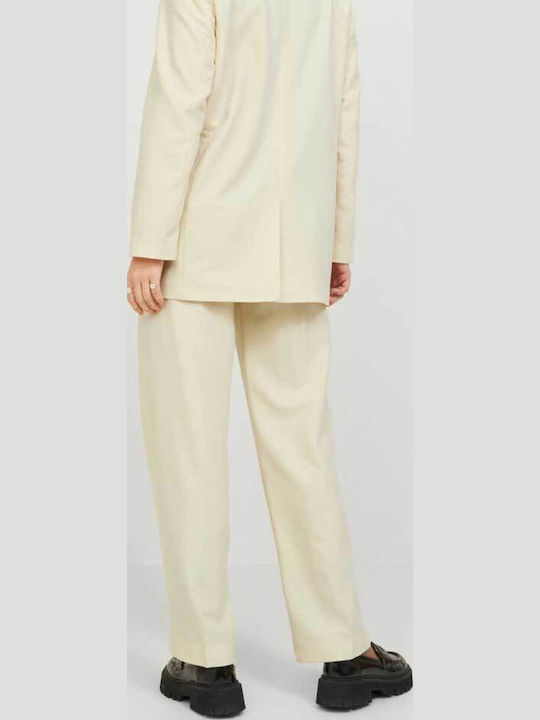 Women's High-waisted Fabric Trousers Regular Fit Seedpearl