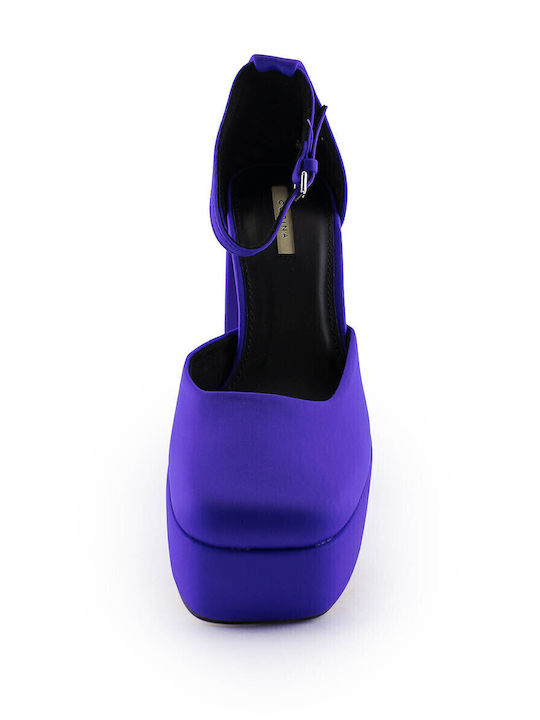 Purple Low Heels with Strap