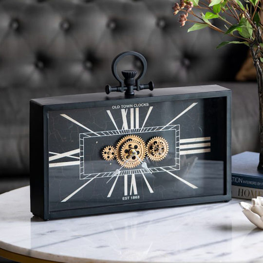 Artekko Artekko Tischuhr mit Zeigern Metallisch Schwarz 78665-DS