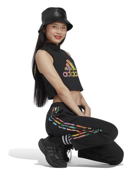 Graphic Women's Summer Crop Top Cotton Sleeveless Black