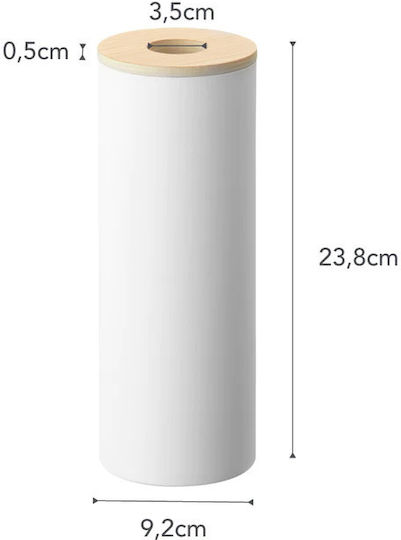 Yamazaki Rin Θήκη για Χαρτομάντηλα Μεταλλική Λευκή 9.2x9.2x23.8cm 5982