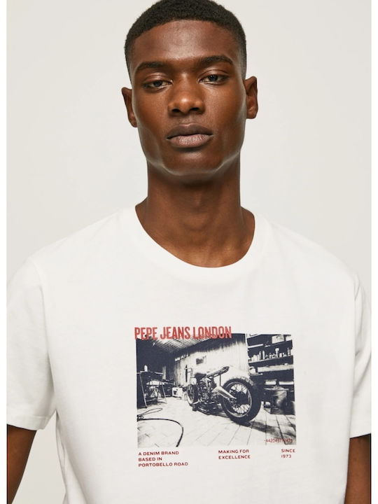 Pepe Jeans T-shirt Bărbătesc cu Mânecă Scurtă Alb