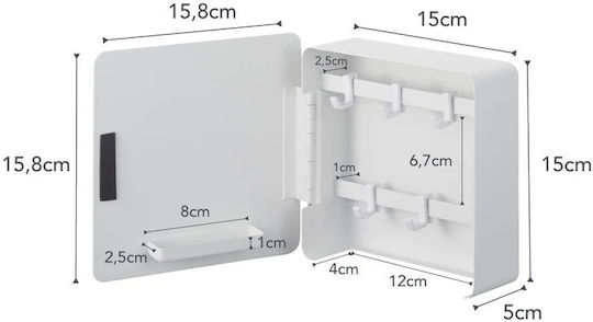 Yamazaki Металик Стенна Ключалка Tower 5 Места 15.8x5.5x15.8см