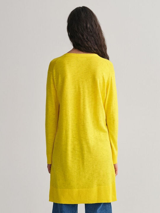 Gant Μακριά Γυναικεία Ζακέτα με Κουμπιά σε Κίτρινο Χρώμα