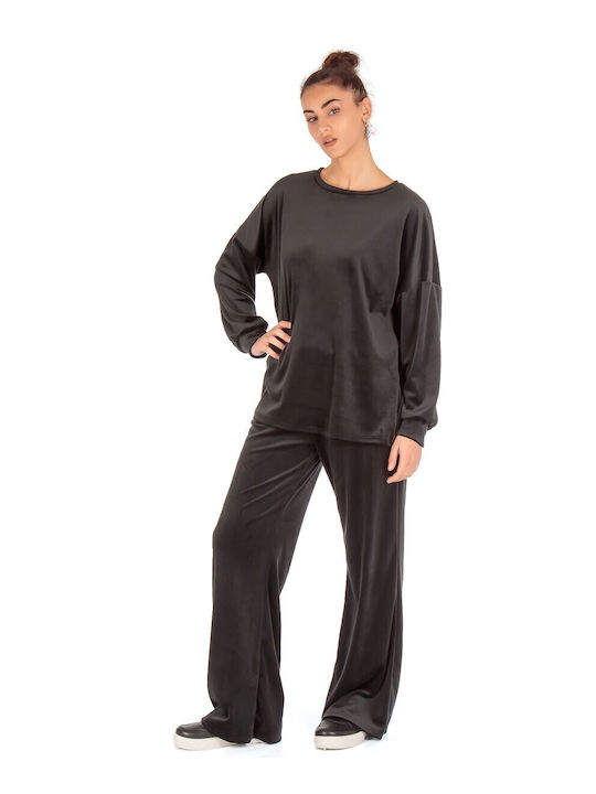 04795 Комплект анцуг Велур Черен set-04795 (blk)