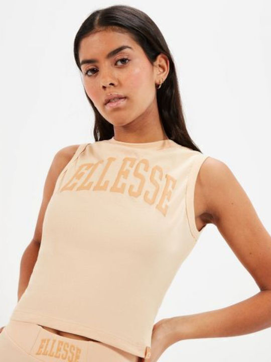 Fliss Γυναικείο Αθλητικό Crop Top Αμάνικο Μπεζ
