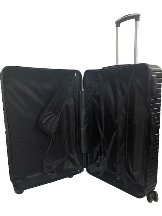 Ormi AL-New Large Hard Black Suitcase with 4 Wheels Height 75cm