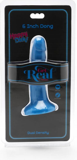 ToyJoy Happy Dicks Dong Dildo Glass Dildo With Suction Cup Blue 15cm