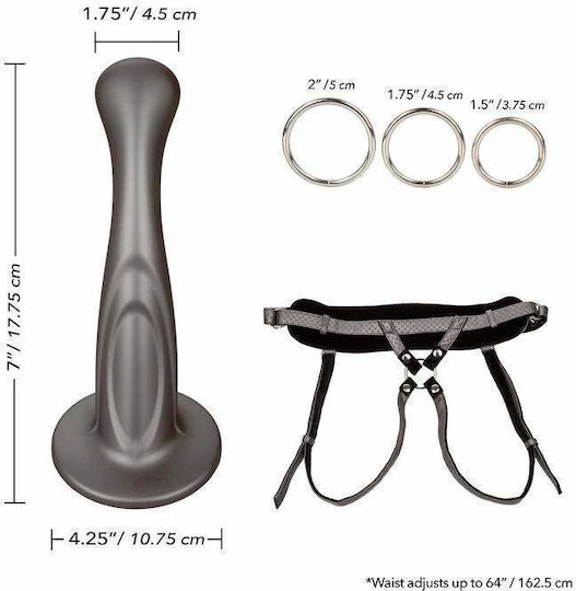 Calexotics Her Royal Harness The Royal Sensual Set Harness με Dildo 16.5cm σε Γκρι Χρώμα