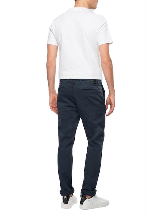 Replay Benni Men's Trousers Chino Elastic in Regular Fit Navy Blue