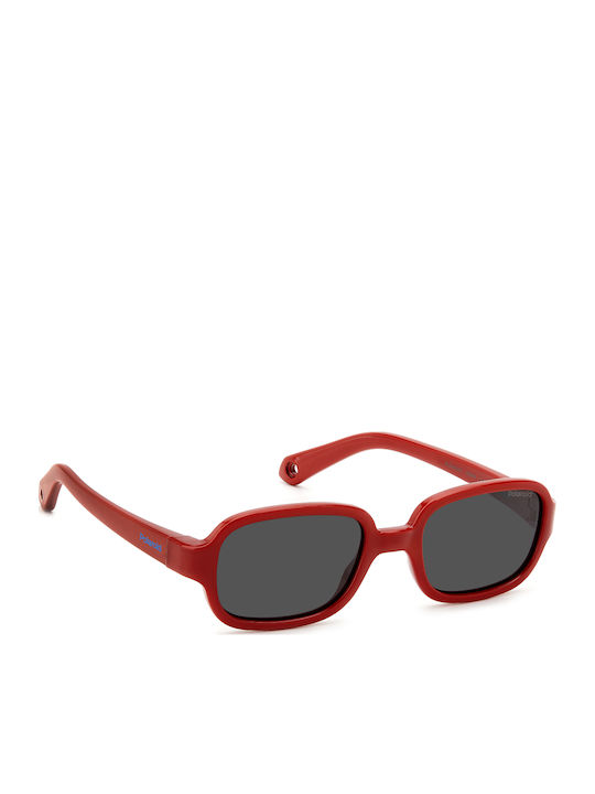 Polaroid Ορθογώνιά Παιδικά Γυαλιά Ηλίου με Polarized Φακό Κόκκινα