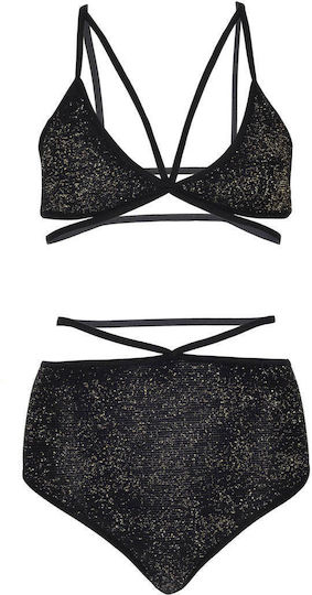 Leg Avenue Lurex Opaque Bra & Bottom Black