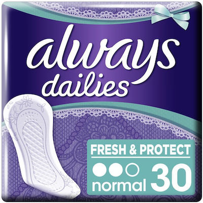 Always Dailies Fresh & Protect Normal Proteze pentru chiloți pentru Flux normal 2 picături 30buc Parfum proaspăt Normal