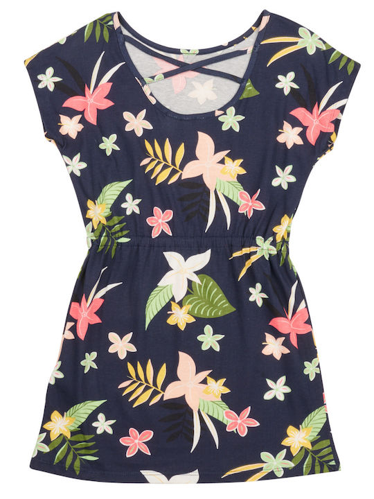 Best Old Song Children's Dress Short Sleeve Floral Blue