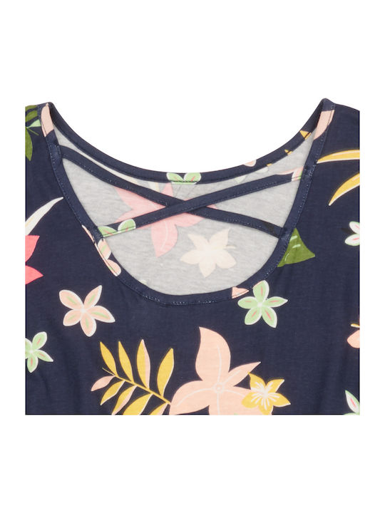 Best Old Song Children's Dress Short Sleeve Floral Blue